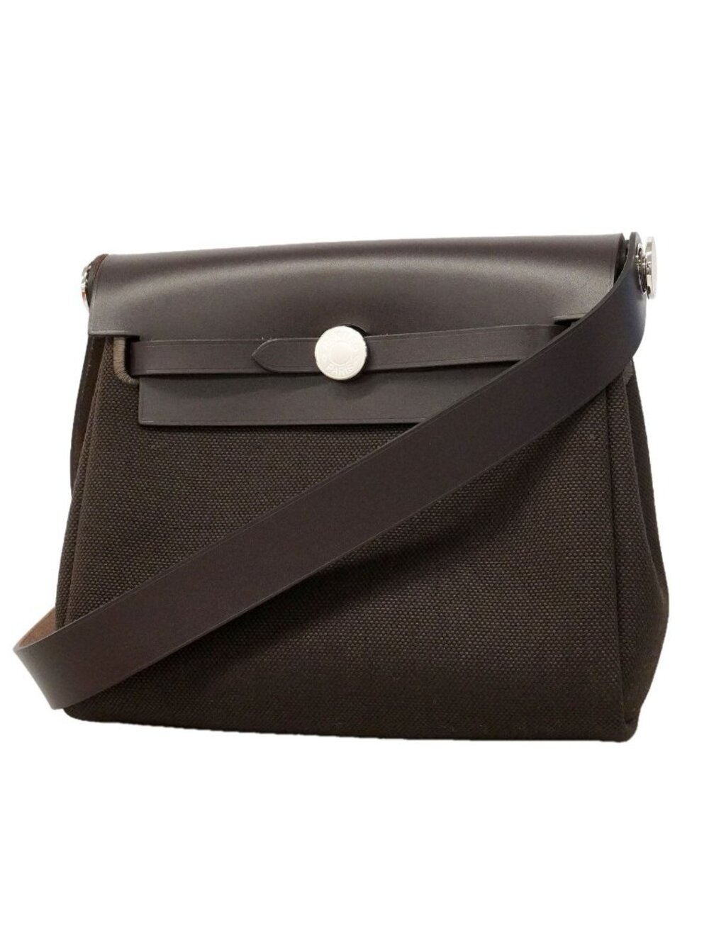 Hermes Shoulder Bag Herbag Zip Toile Military Ebene Silver